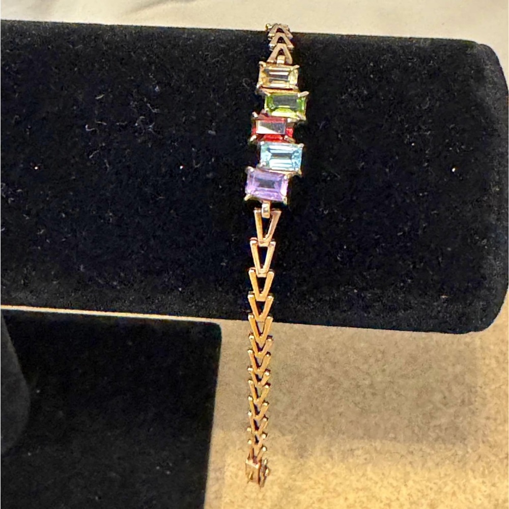 Vintage multi-gemstone bracelet, crafted in 14K yellow gold - Picture 1 of 2